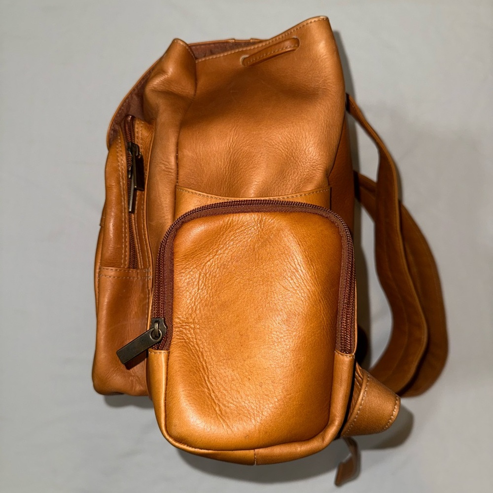 QVC Tan Leather Backpack - Picture 3 of 10